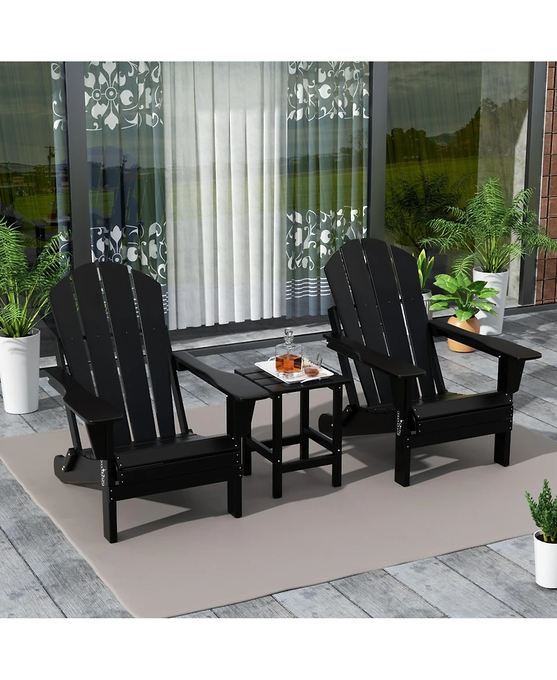 WestinTrends 3 Piece Set Outdoor Folding Adirondack Chairs with Side Table