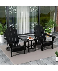 WestinTrends 3 Piece Set Outdoor Folding Adirondack Chairs with Side Table