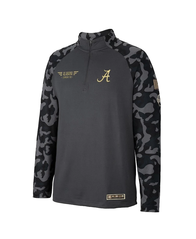 Men's Colosseum Charcoal Alabama Crimson Tide Oht Military-Inspired Appreciation Long Range Raglan Quarter-Zip Jacket