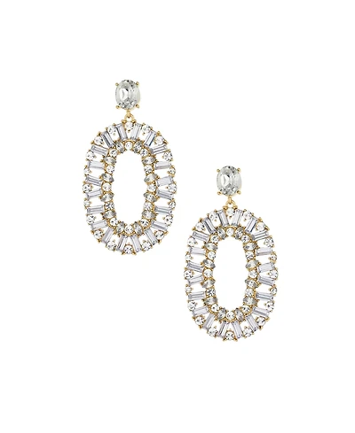 Ettika Sparkle Oval Dangle Earrings in 18K Gold Plating