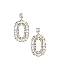 Ettika Sparkle Oval Dangle Earrings in 18K Gold Plating