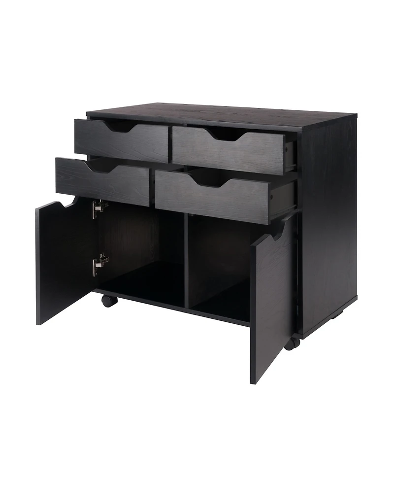 Winsome Halifax 26.3" Wood 2-Door 4-Drawer Wide Storage Cabinet