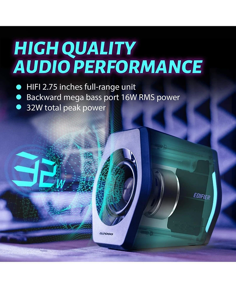 Edifier G2000 Pc Gaming Computer Speakers, Bluetooth Usb Aux