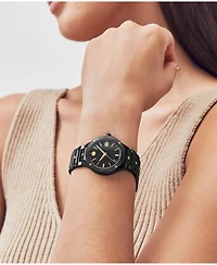 Movado Women's Se Swiss Quartz Black Ceramic Yellow Pvd Bracelet Watch 33mm