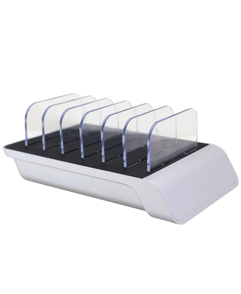 Trexonic 10.2A 6-Port Usb Charging Station with 6 Device Slots, Silver