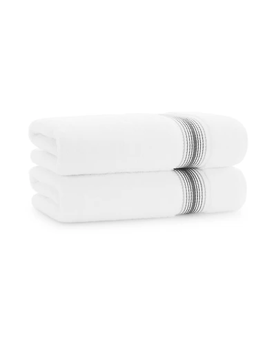 Aston and Arden White Turkish Luxury Striped Towels with for Bathroom 600 Gsm, 30x60 in., 2-Pack , Super Soft Absorbent Bath