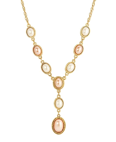 2028 Pink Imitation Pearl Y-Necklace