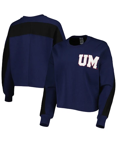 Women's Gameday Couture Navy Michigan Wolverines Back To Reality Colorblock Pullover Sweatshirt