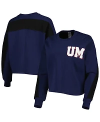 Women's Gameday Couture Navy Michigan Wolverines Back To Reality Colorblock Pullover Sweatshirt