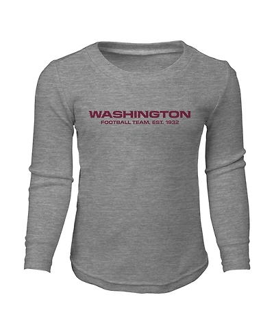 Preschool Boys and Girls Heather Gray Washington Football Team Long Sleeve T-shirt Pants Sleep Set