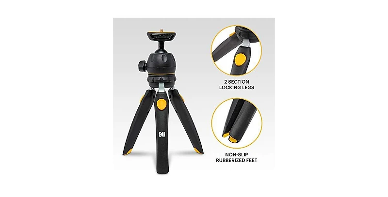 Kodak PhotoGear Mini Adjustable 9”/23 cm Tripod w/Remote Selfie Stick