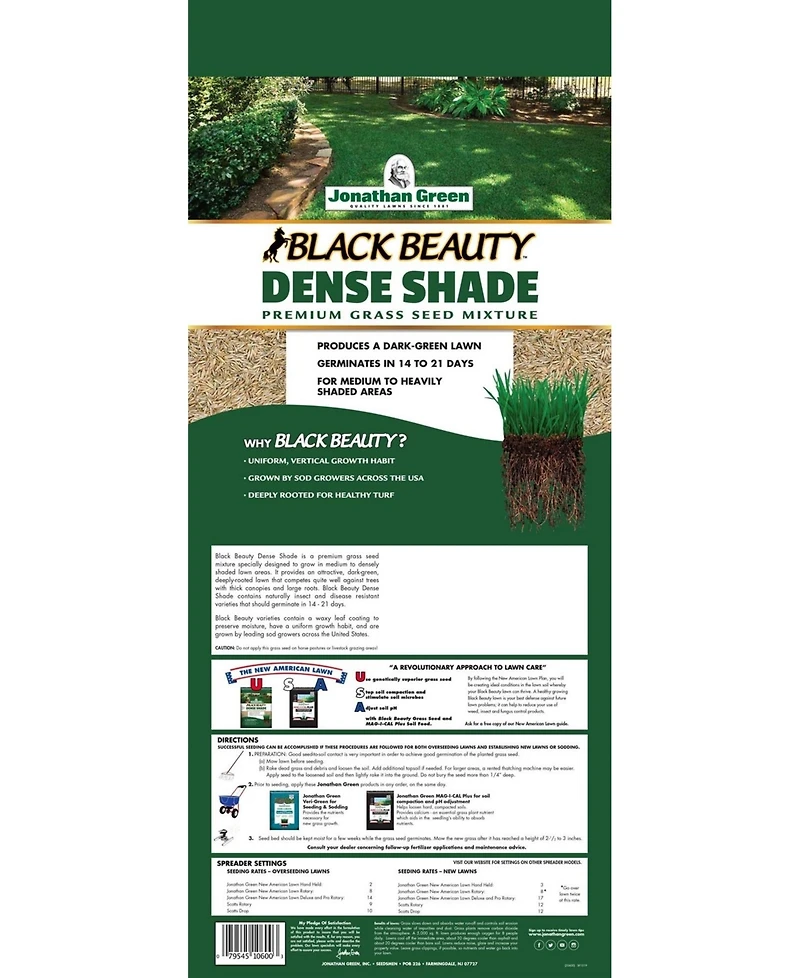 Jonathan Green Black Beauty Dense Shade Grass Seed Mix, 7lb bag