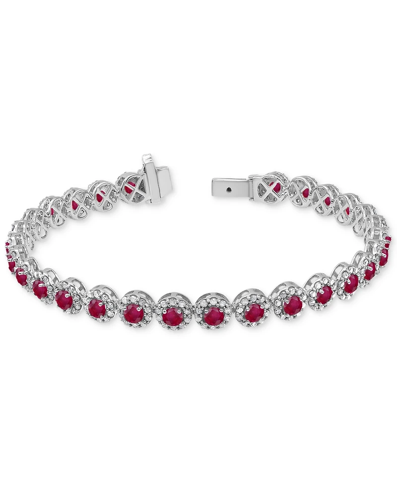 Sapphire (5-1/2 ct. t.w.) & Diamond (3 t.w) Tennis Bracelet 14k White Gold (Also Ruby and Emerald)
