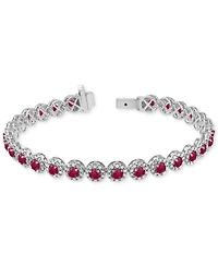 Sapphire (5-1/2 ct. t.w.) & Diamond (3 t.w) Tennis Bracelet 14k White Gold (Also Ruby and Emerald)