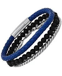 hickey by Hickey Freeman Roll-Braided Genuine Leather Bracelet, 3 Piece Set