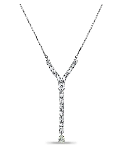 Macy's Round Pear Linear Y Adjustable Necklace (7 ct. t.w.) in 18K Sterling Silver or Sterling Silver