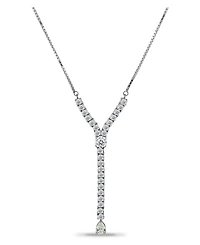 Macy's Round Pear Linear Y Adjustable Necklace (7 ct. t.w.) in 18K Sterling Silver or Sterling Silver