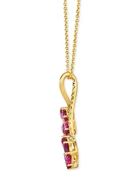 Le Vian Passion Ruby (1-5/8 ct. t.w.) & Nude Diamond (1/10 ct. t.w.) Double Flower Adjustable 20" Pendant Necklace in 14k Gold