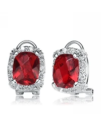 Sterling Silver Red Cubic Zirconia Solitaire Earrings