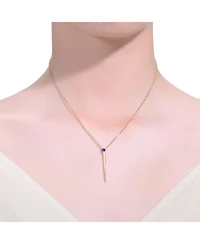 14k Yellow Gold Plated with Green Cubic Zirconia Solitaire Spike Pendant Y-Necklace Sterling Silver