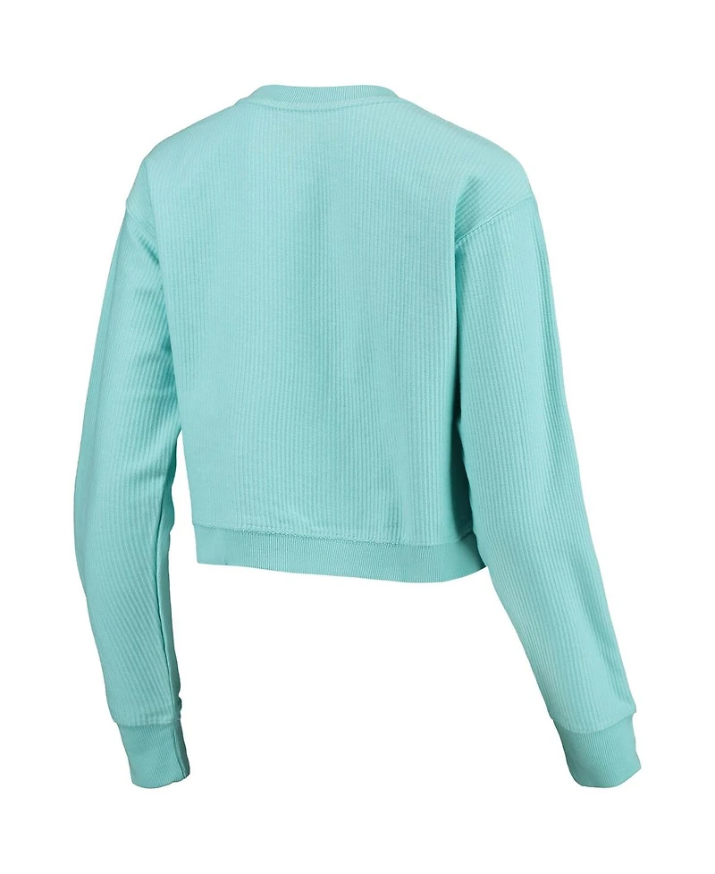 Women's League Collegiate Wear Light Blue Michigan Wolverines Corded Timber Crop Pullover Sweatshirt