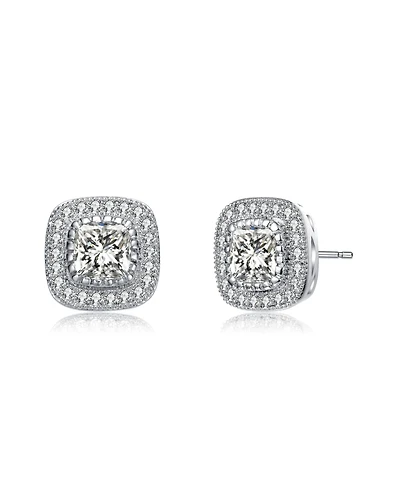 White Gold Plated Cubic Zirconia Stud Earrings