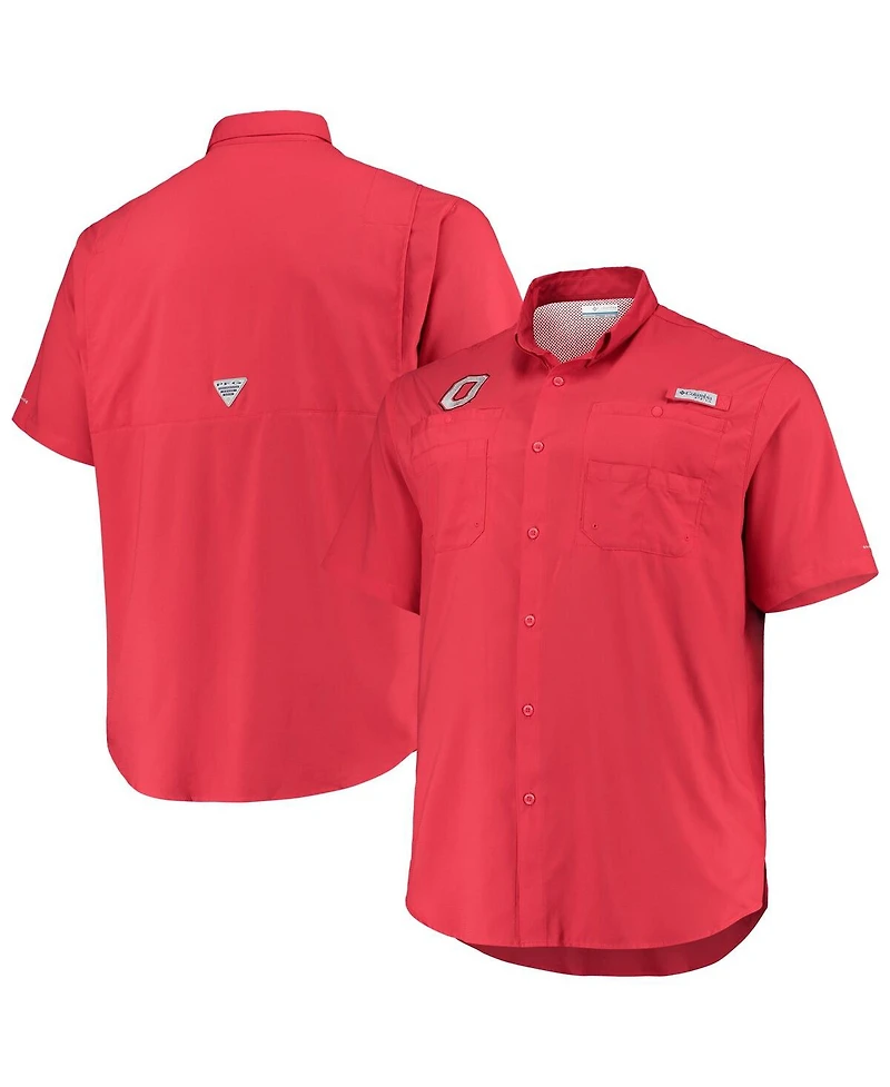 Men's Columbia Scarlet Ohio State Buckeyes Big and Tall Tamiami Omni-Shade Button-Down Shirt