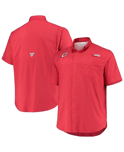 Men's Columbia Scarlet Ohio State Buckeyes Big and Tall Tamiami Omni-Shade Button-Down Shirt