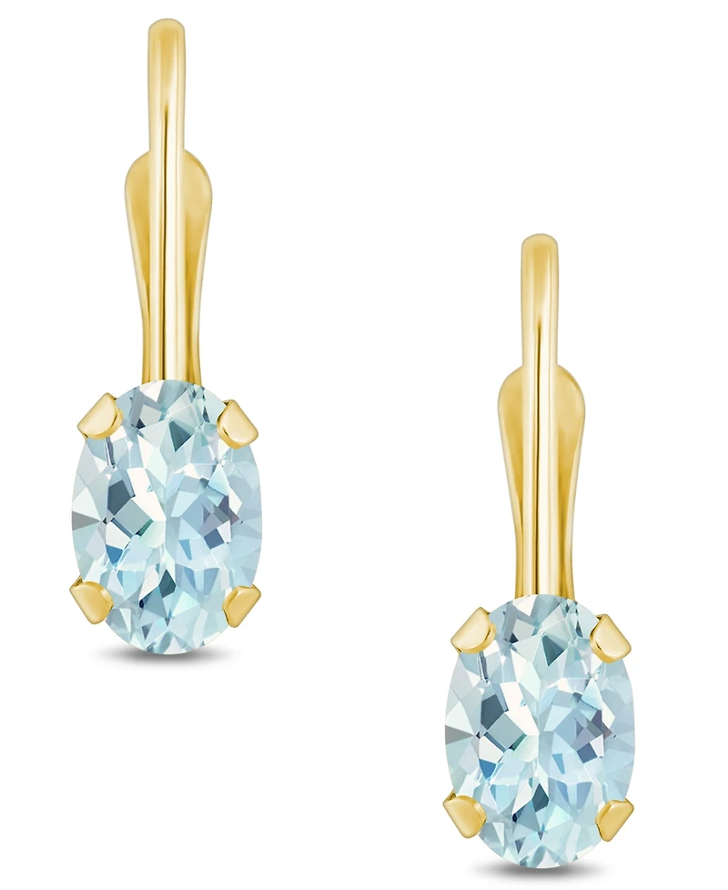 Macy's Aquamarine (9/10 Ct. T.w.) Leverback Earrings 10K Yellow Gold or White