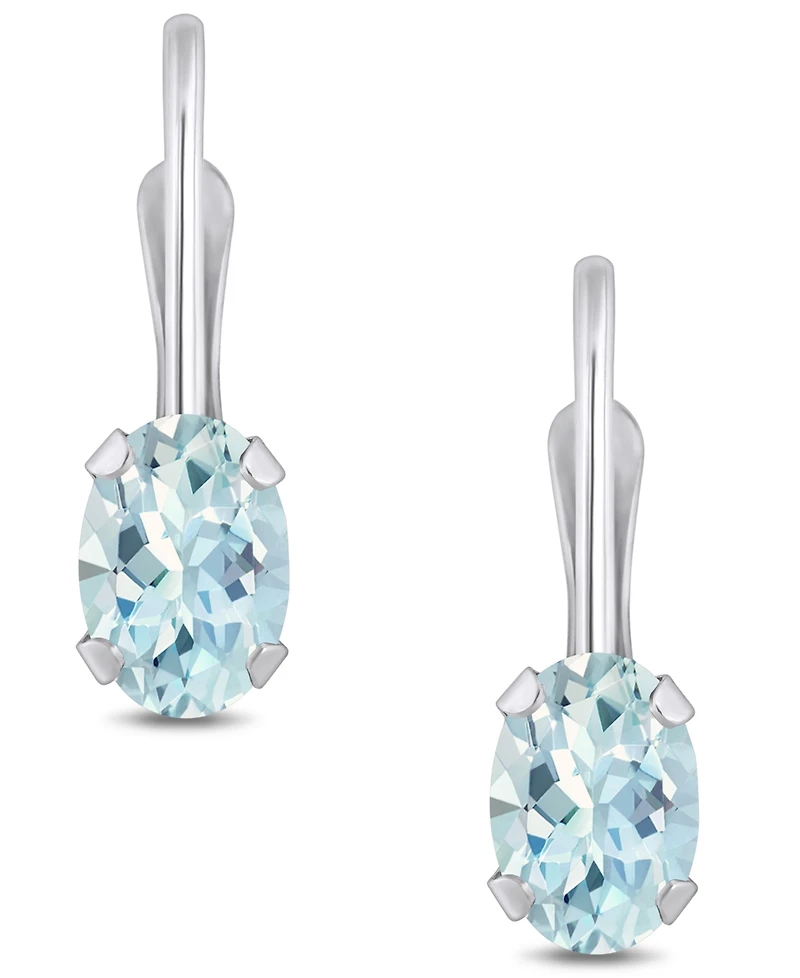 Macy's Aquamarine (9/10 Ct. T.w.) Leverback Earrings 10K Yellow Gold or White