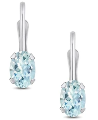 Macy's Aquamarine (9/10 Ct. T.w.) Leverback Earrings 10K Yellow Gold or White