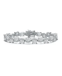 Sterling Silver Rhodium Plated Clear Cubic Zirconia Tennis Bracelet