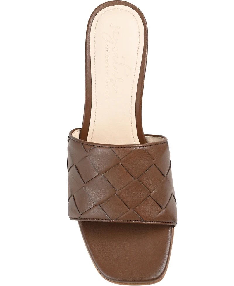 Journee Signature Women's Kellee Woven Block Heel Sandals
