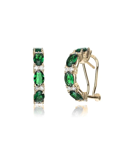 Dazzling Sterling Silver 14K Gold Plated with Colored Cubic Zirconia Half Hoop Earrings