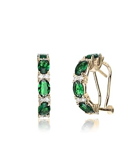 Dazzling Sterling Silver 14K Gold Plated with Colored Cubic Zirconia Half Hoop Earrings