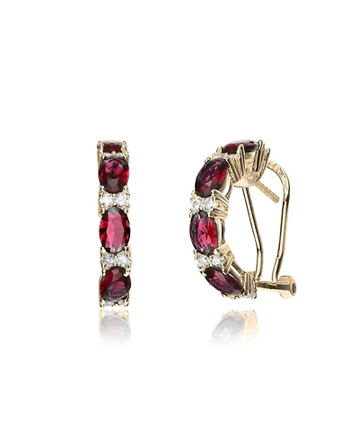 Dazzling Sterling Silver 14K Gold Plated with Colored Cubic Zirconia Half Hoop Earrings