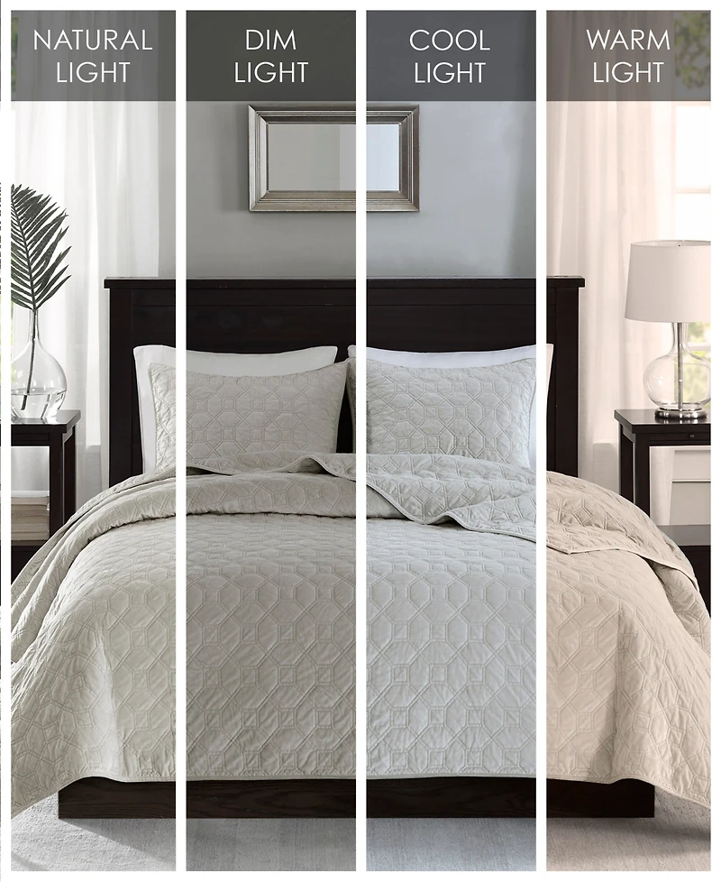 Madison Park Harper Quilted Velvet 3-Pc. Quilt Set