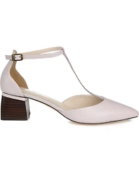 Journee Signature Women's Cameela Pointed Toe T Strap Block Heel Pumps