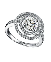 Square Shaped Peach and Accented White Cubic Zirconia 18K Rose Gold Plated Sterling Silver Ring
