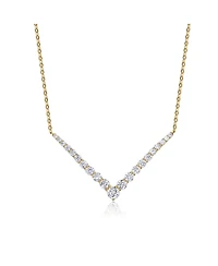 Radiant 14K Yellow Gold-Plated Cubic Zirconia Chevron Layering Necklace