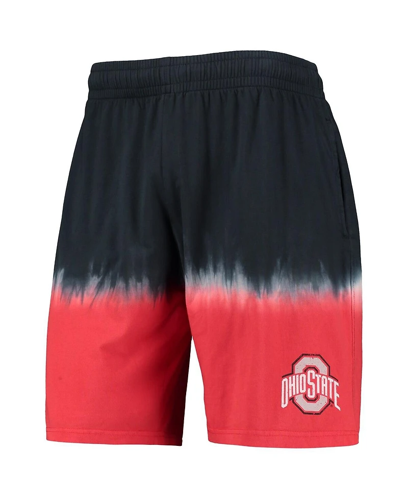 Men's Mitchell & Ness Black, Scarlet Ohio State Buckeyes Tie-Dye Shorts