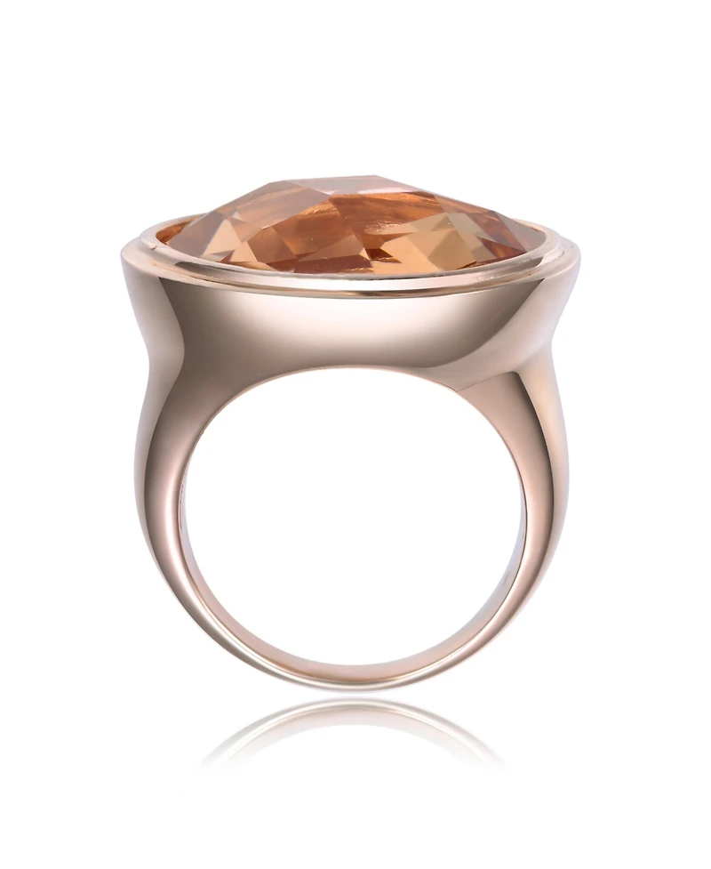 Sterling Silver 18K Rose Gold Plated Pink Cubic Zirconia Solitaire Ring