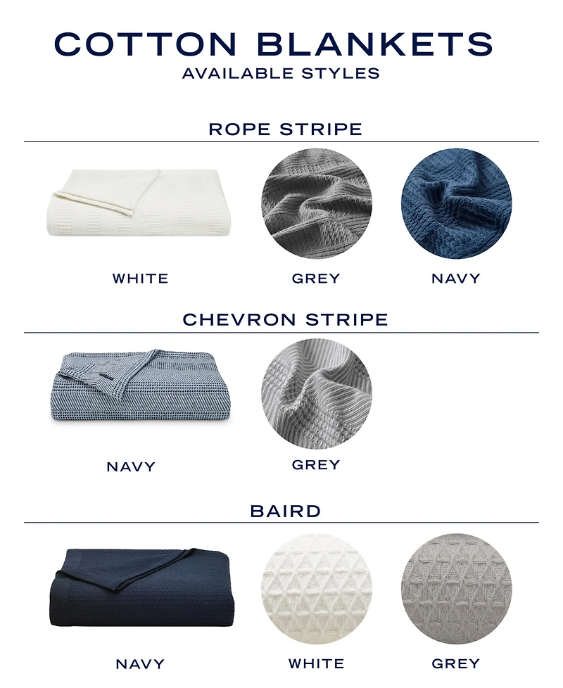 Nautica Chevron Stripe Yarn Dye Cotton Blanket, King