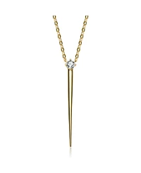 14k Yellow Gold Plated with Green Cubic Zirconia Solitaire Spike Pendant Y-Necklace Sterling Silver