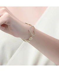 Cubic Zirconia Heart Halo Charm Kids/Teens Bracelet Sterling Silver