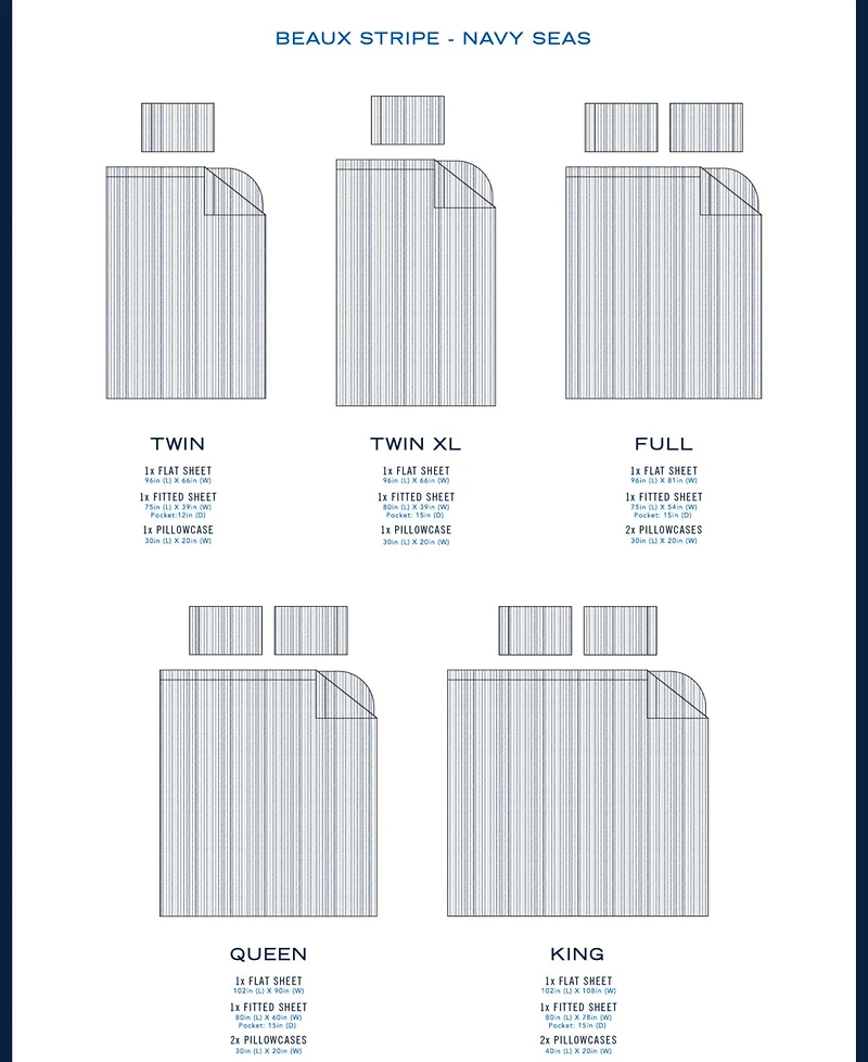 Nautica Beaux Stripe Cotton Percale 4-Piece Sheet Set