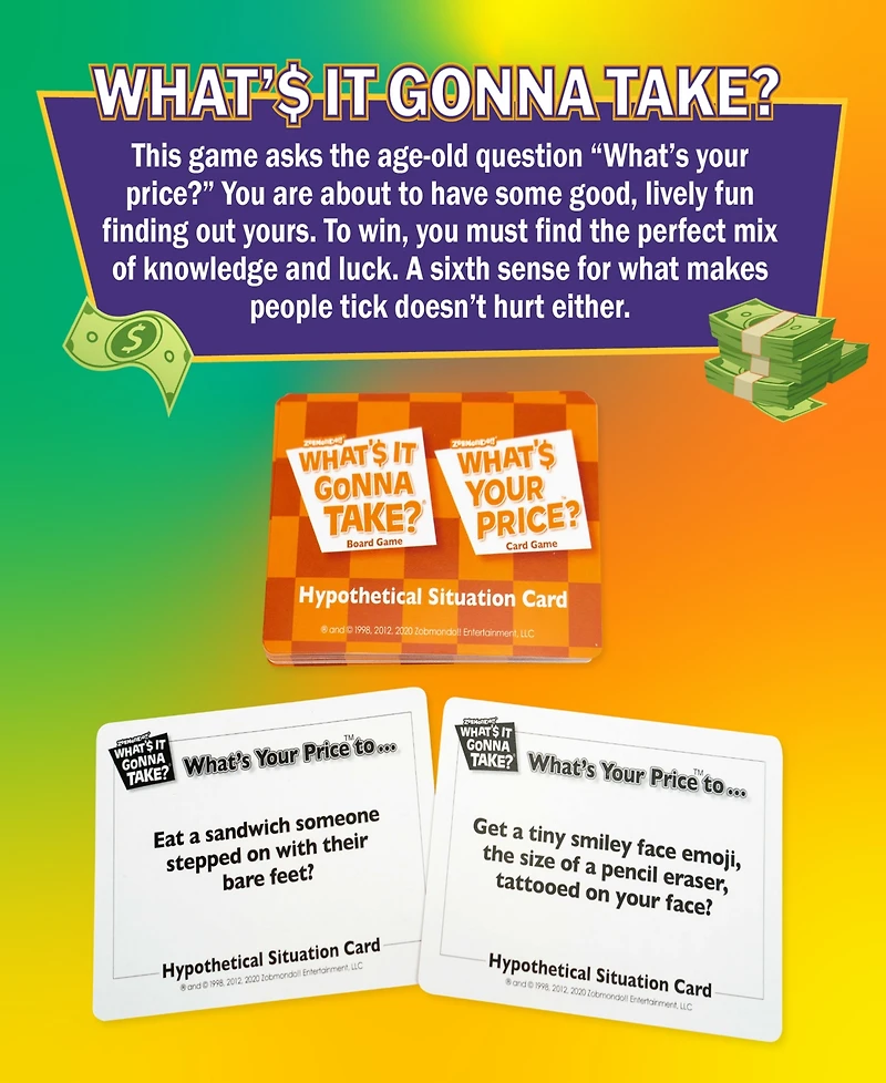 Zobmondo What's it Gonna Take Board Game Big Question and Answer Family Game