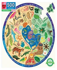 Eeboo Piece and Love Biodiversity 500 Piece Adult Round Jigsaw Puzzle Set