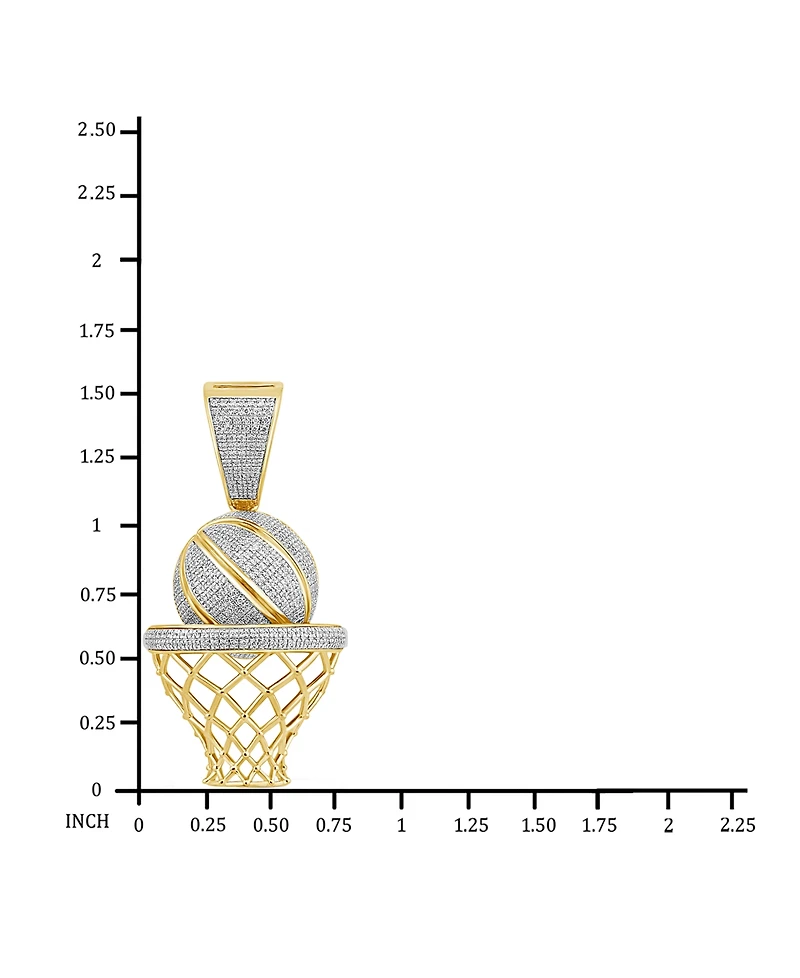 Men's Diamond Pave Basketball & Net (3/4 ct. t.w.) in 14k Gold-Plated Sterling Silver