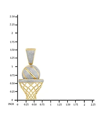 Men's Diamond Pave Basketball & Net (3/4 ct. t.w.) in 14k Gold-Plated Sterling Silver